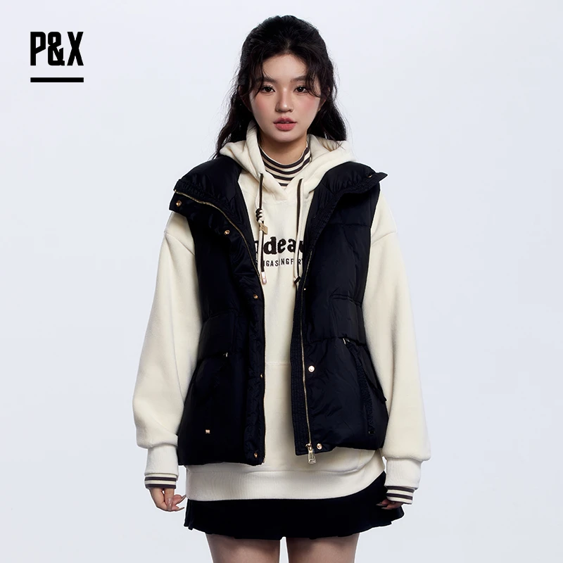 P&X设计师女装 短款马甲 823406717 黑色