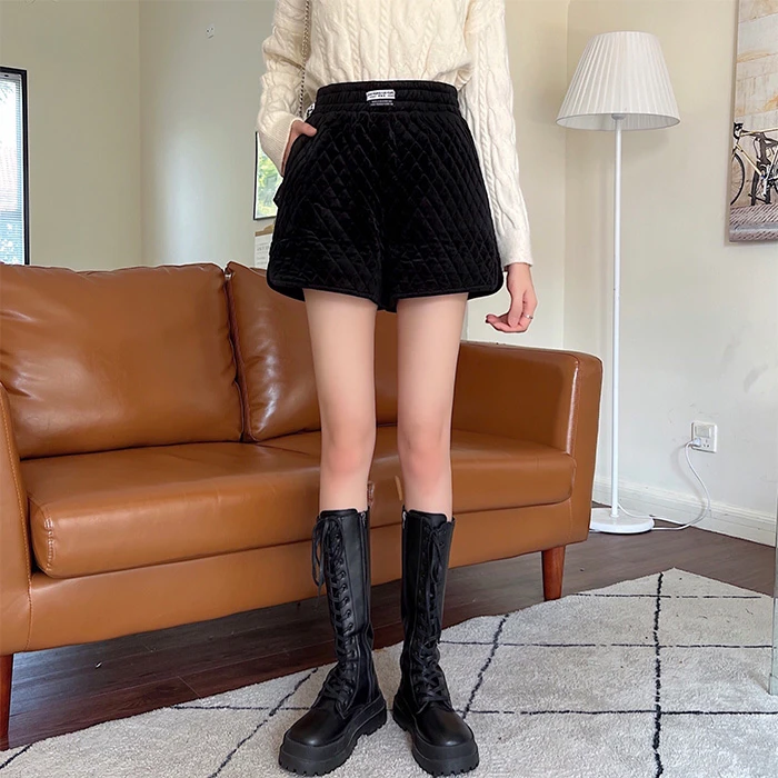 PX设计师女装 冬季款 针织休闲短裤 高腰通勤黑色821426198