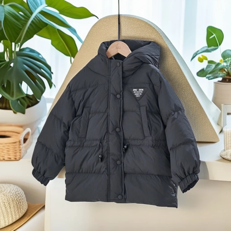 冬季女童羽绒服中长款加厚外套儿童保暖连帽童装