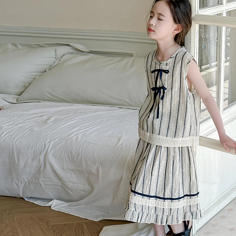 女童夏装2024新款洋气时髦套装大童夏季女孩短袖裙子两件套儿童装