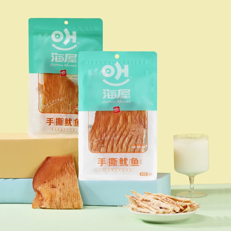 海屋手撕鱿鱼风琴鱿鱼片低脂独立包装45g嚼劲小吃