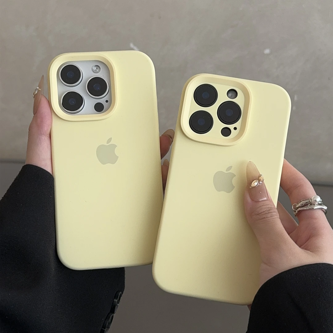 奶黄色适用苹果16promax手机壳15液态硅胶iphone14简约13纯色1211