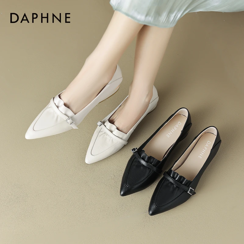 达芙妮法式单鞋女春秋2025新款粗跟中跟一脚蹬女士小皮鞋高级感