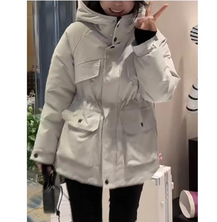 327冬季新款字母刺绣斗篷内收腰显瘦加厚棉服