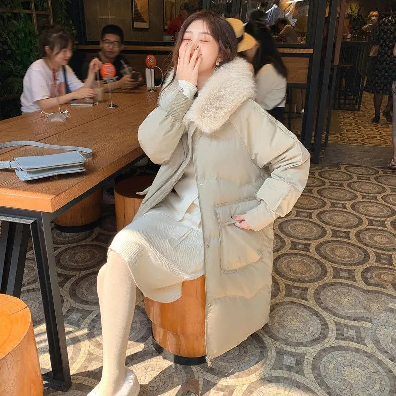 啄木鸟显瘦冬季羽绒服女小个子韩版女装保暖外套中长款面包服连帽