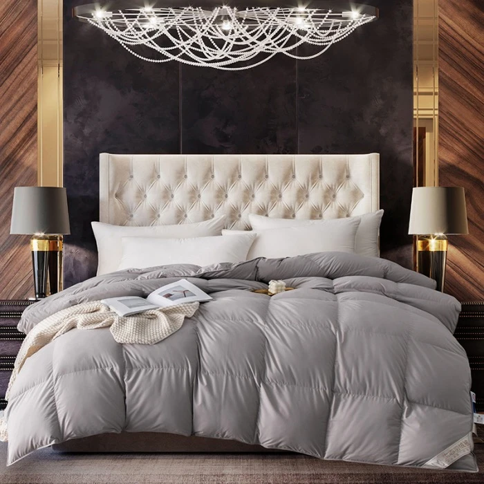 新款锦柔棉静音面料95绒手摘绒高蓬松立体羽绒被现场充绒春秋冬被