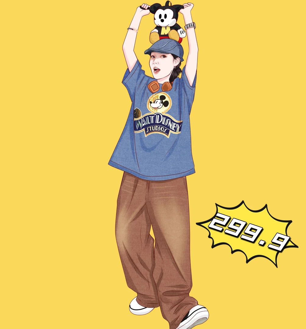 （汤姆杰瑞牛仔棉服）重工刺绣美式复古童趣拼接夹克棉衣