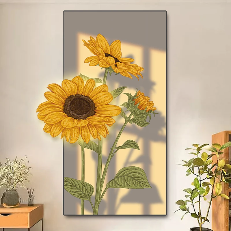 简约入户玄关装饰画向日葵高级感简约走廊过道壁画现代客厅画玄关