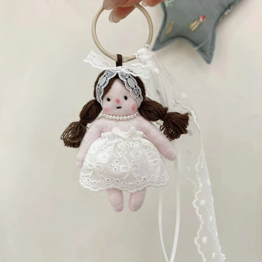 韩国可爱碎花裙胖娃娃挂件毛绒公仔钥匙扣卡通玩偶包包挂饰礼物
