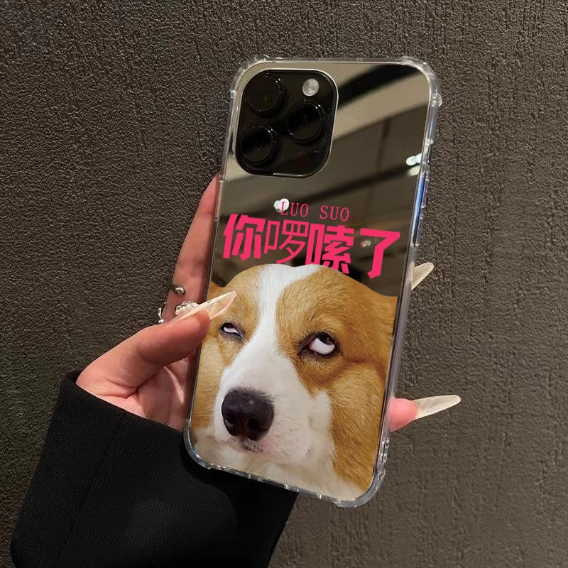 新款你啰嗦了适用iPhone15镜子14苹果16promax手机壳11女款12镜面