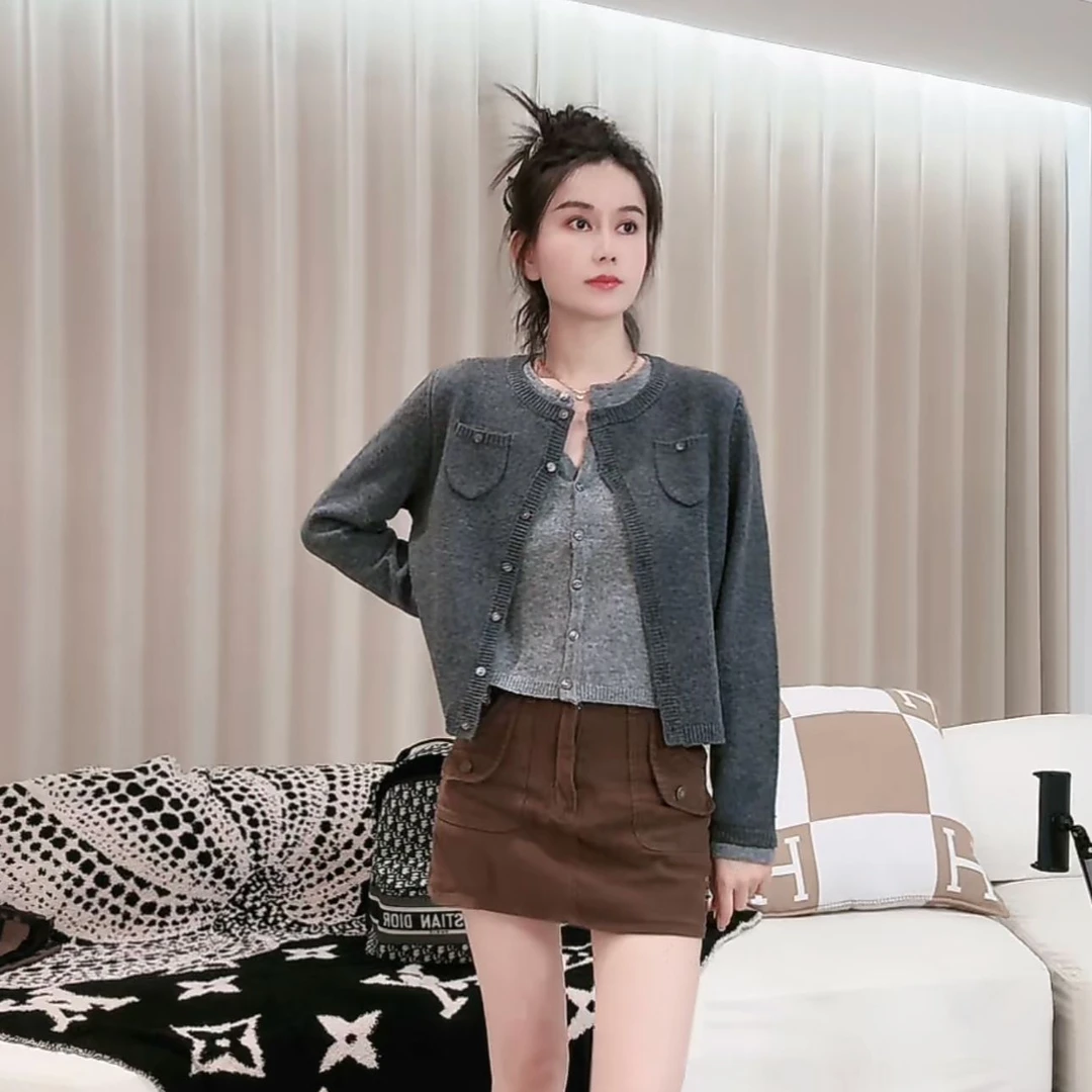 ananstudio高级灰假两件针织上衣