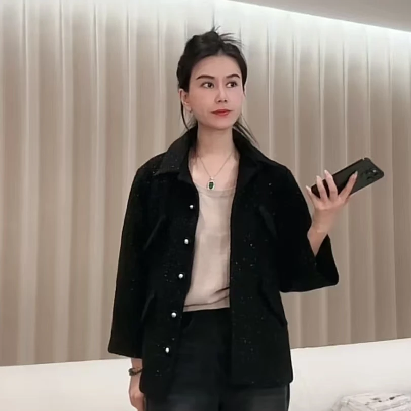 ananstudio满天星小香风夹克外套