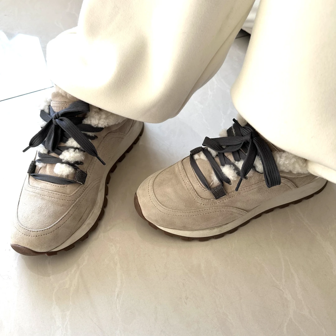 anastudio卡其色加绒加厚百搭阿甘鞋