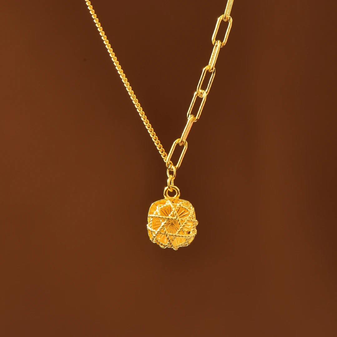 坠链均足银 足银外包金方糖套链时尚简约百搭气质轻奢女友精致