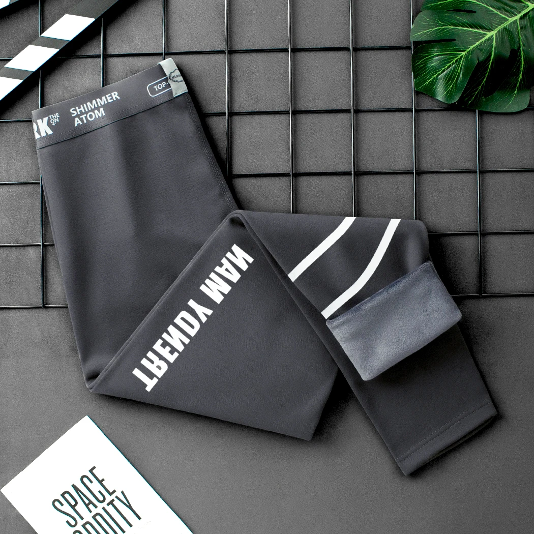 2023新款男生保暖裤加绒秋裤男款鲨鱼裤冬天薄款棉裤贴身防寒绒裤