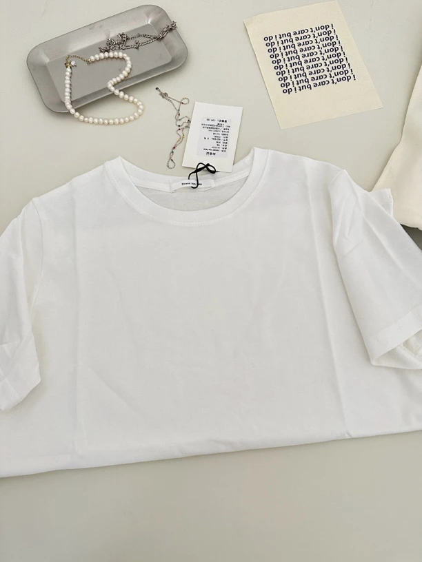 2025年净版夏季新款纯色百搭短袖纯棉简约宽松圆领女士韩版半袖T