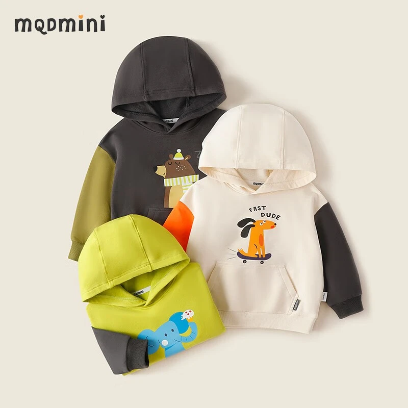 MQDMINI童装儿童卫衣男童秋季新款连帽套头上衣中小童百搭长袖宝