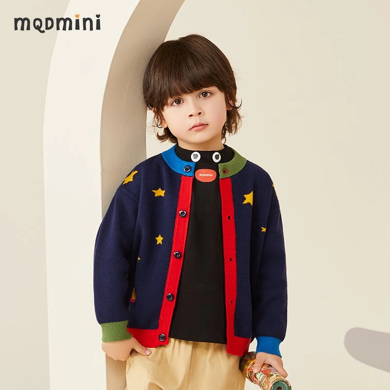 MQDMINI男童针织衫宝宝开衫毛衣长袖中小童潮流百搭上衣