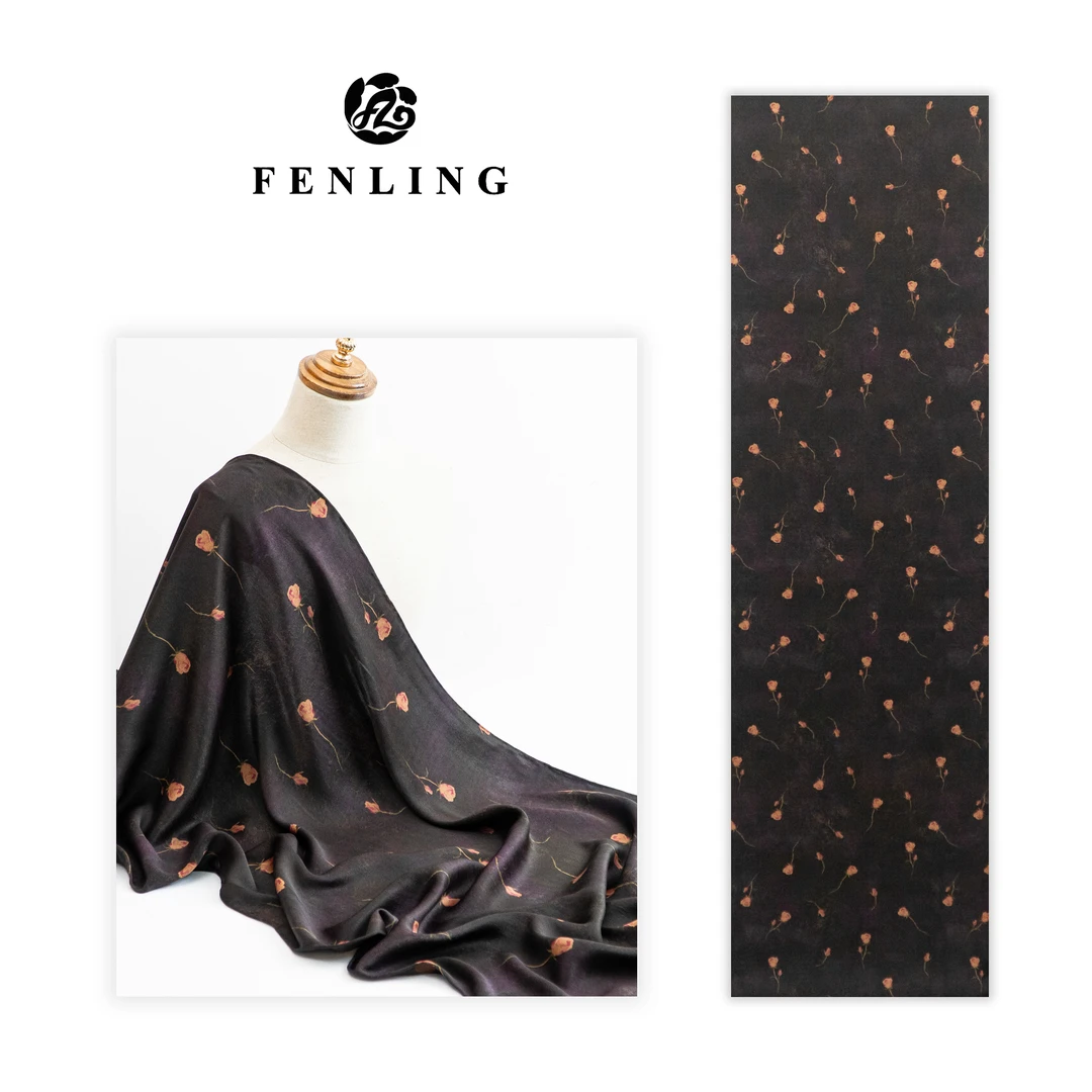 芬领-粉玫瑰-桑蚕丝香云纱52*186CM长巾披肩丝巾围巾CJ25