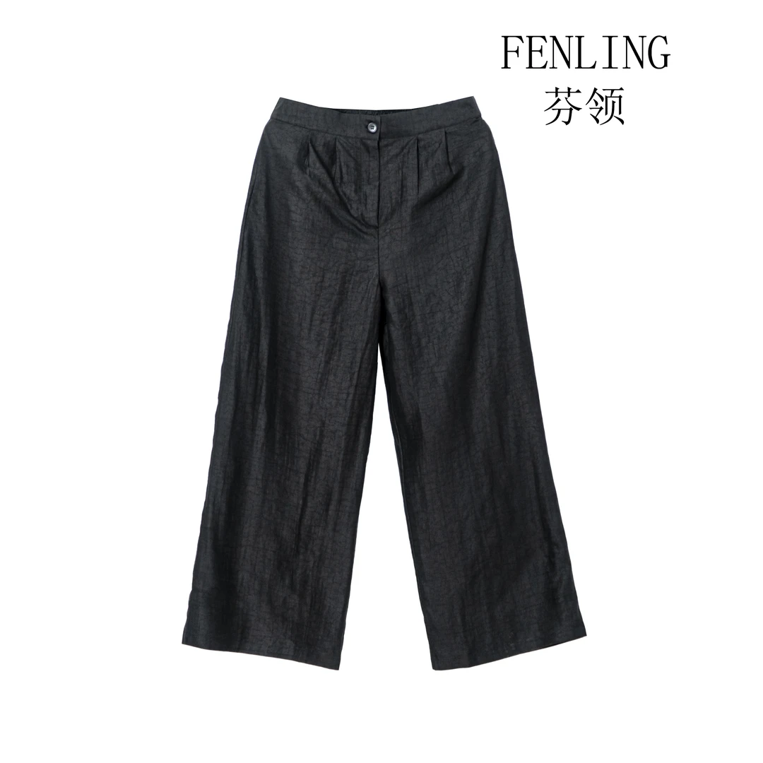 芬领-悦钦-中式桑蚕丝香云纱30姆米龟纹/红云纱阔腿裤CK27~36