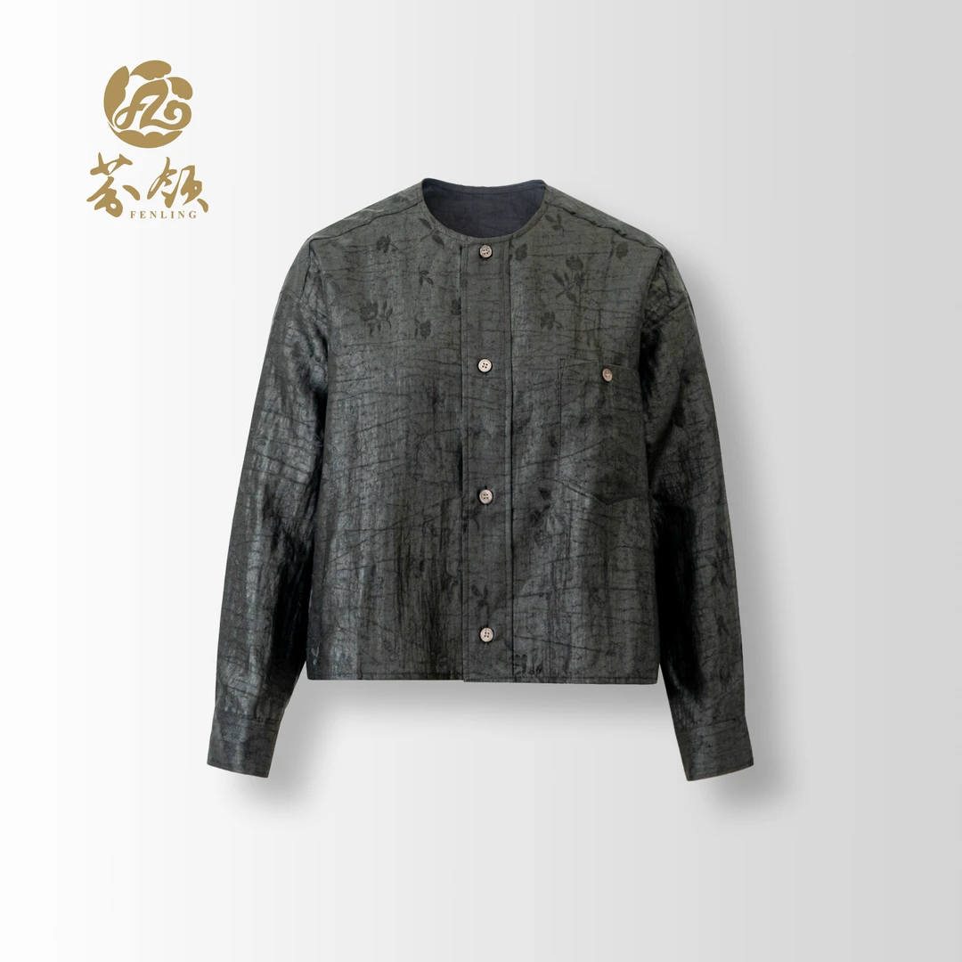 芬领-静雅-桑蚕丝香云纱龟纹提花长袖时尚开衫外套SY1622-SY1625