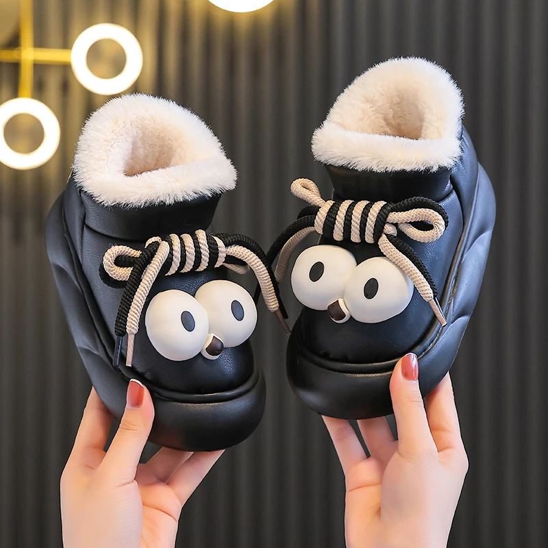 小黄鸭儿童棉鞋冬季男女童学生版防冻耐脏中大童帅气后跟保暖棉靴