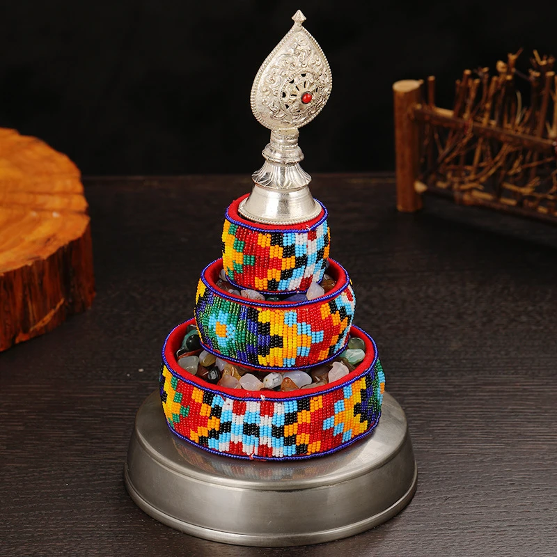 上行道摆件尼泊尔手工青铜浮雕多宝装饰盘 客厅玄关艺术收藏品