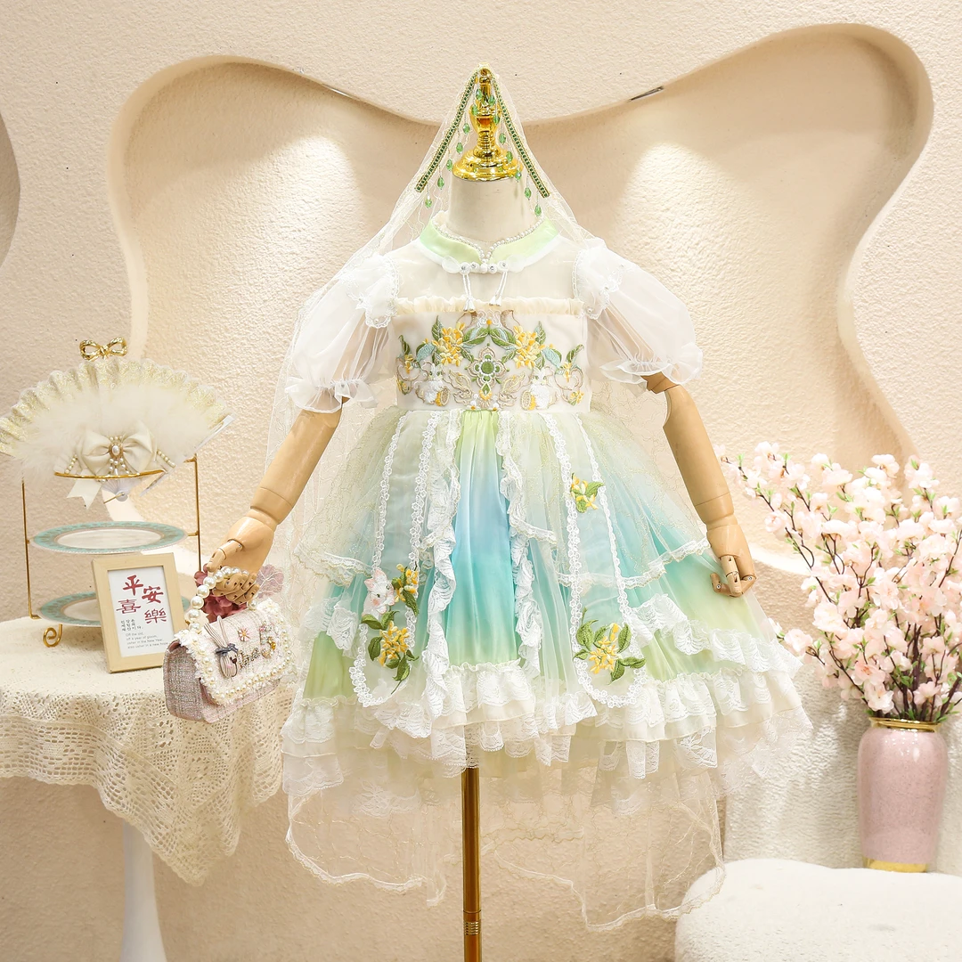 女童汉服夏季连衣裙中国风公主裙儿童古风薄款襦裙薄荷曼波穿搭潮