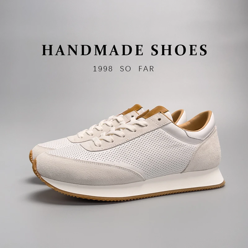 浣熊洞洞低帮真皮冲孔高档休闲鞋子真皮阿甘鞋男正宗牛皮百搭男鞋
