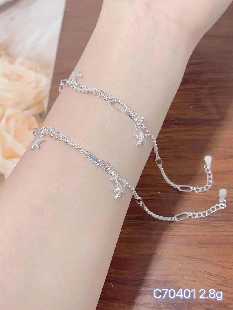 足银手链 足银手链 海星时尚手链 足银999轻奢气质手链 E15