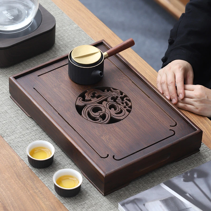 小茶盘竹制简易茶台旅行家用盘小型新中式家用精致小茶台竹子托盘