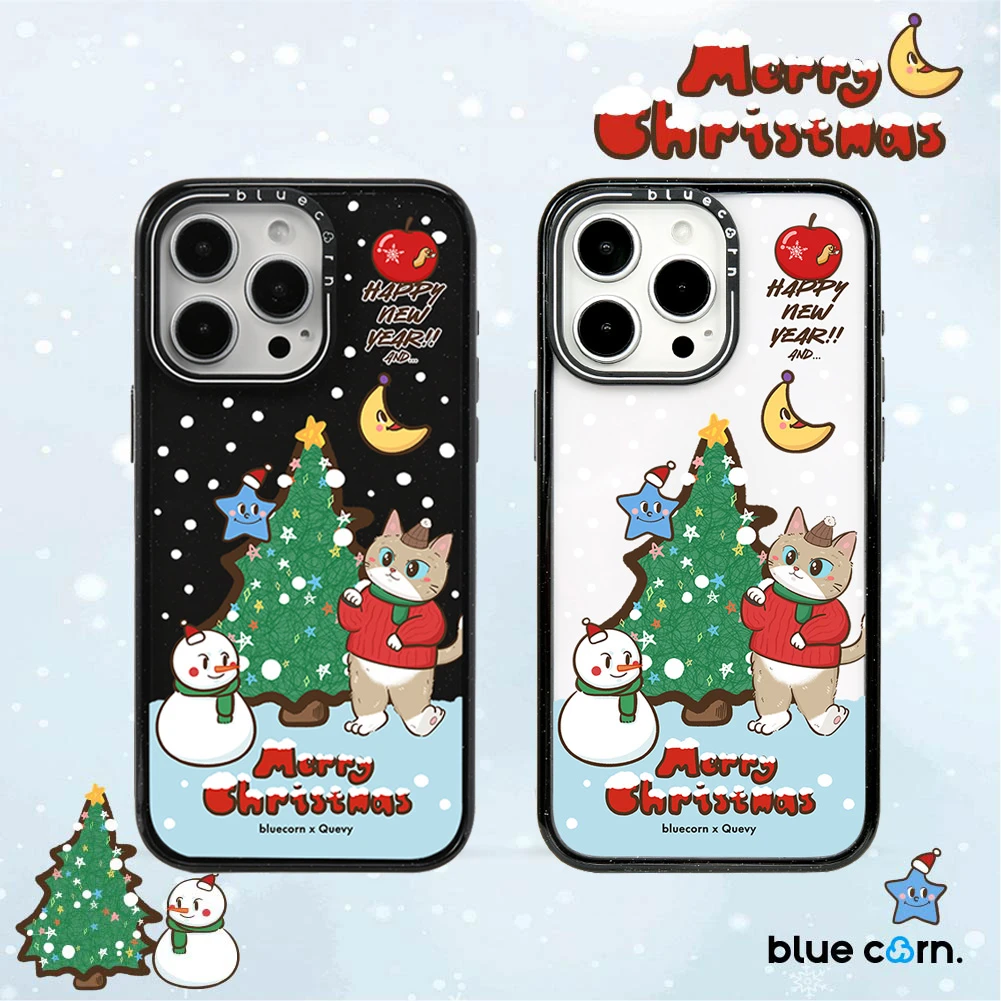Bluecorn联名Quevy插画师圣诞的猫适用苹果iPhone16/15/14手机壳