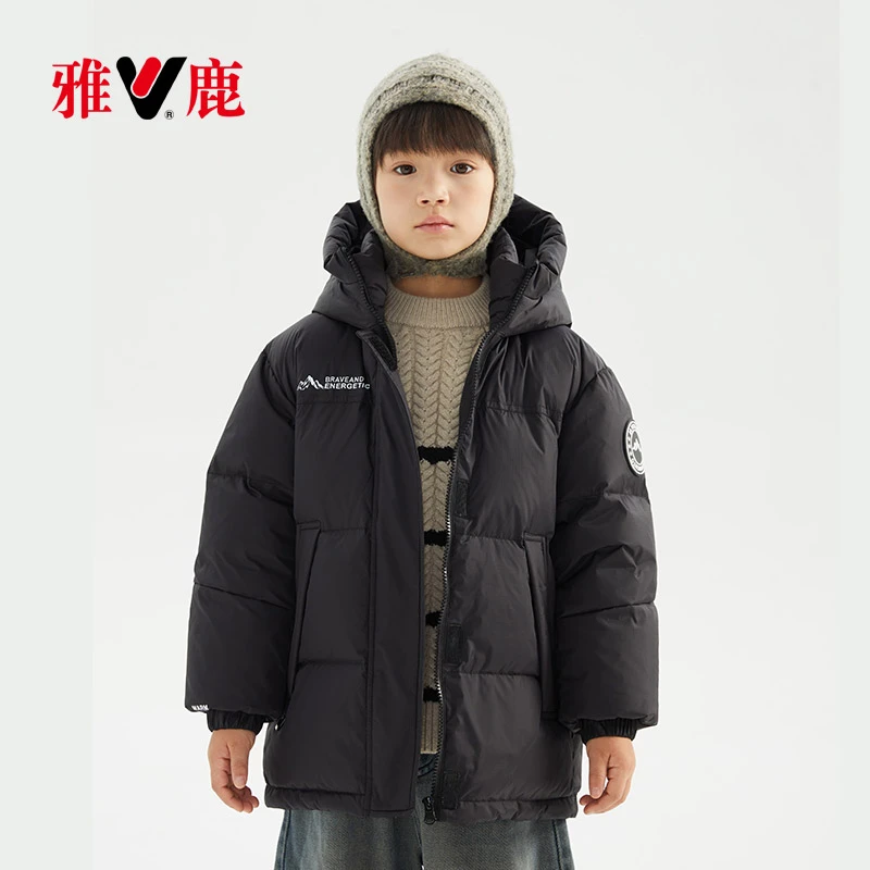 6500雅鹿2024新款相拼加厚时尚男女童同款亲子90白鸭绒羽绒服