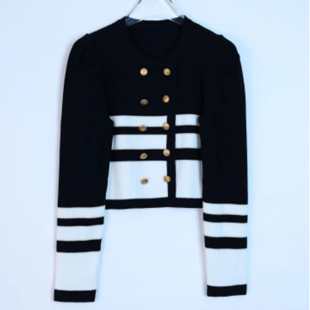 【小云总专享】MiniAnsuo轻奢小香风黑白时尚针织衫FC1W017