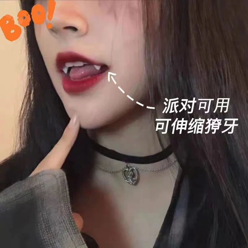 吸血鬼假牙小虎牙可爱自然日常犬牙万圣节舞台道具精灵僵尸牙齿