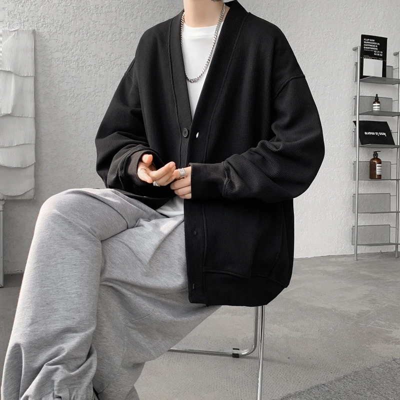 重磅宽松华夫格慵懒开衫外套