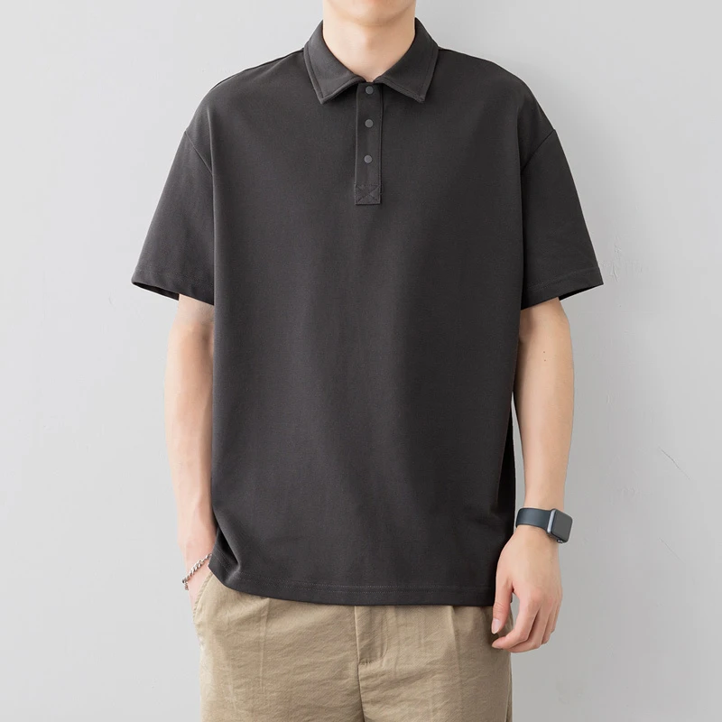 夏季翻领polo衫男短袖休闲宽松商务纯色半袖潮流百搭短袖t恤男士