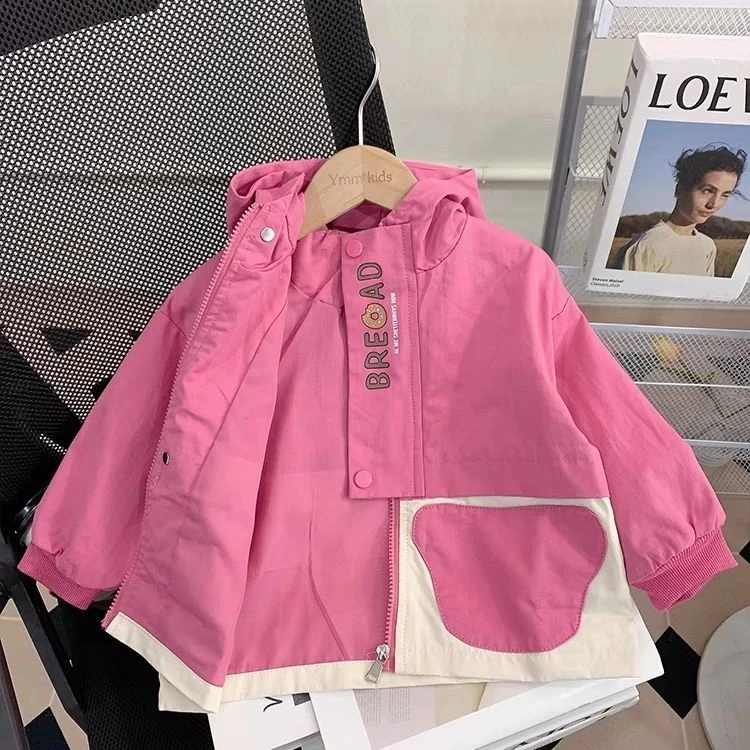女童外套春装2024新款宝宝连帽女童休闲长袖上衣春秋季儿童冲锋衣