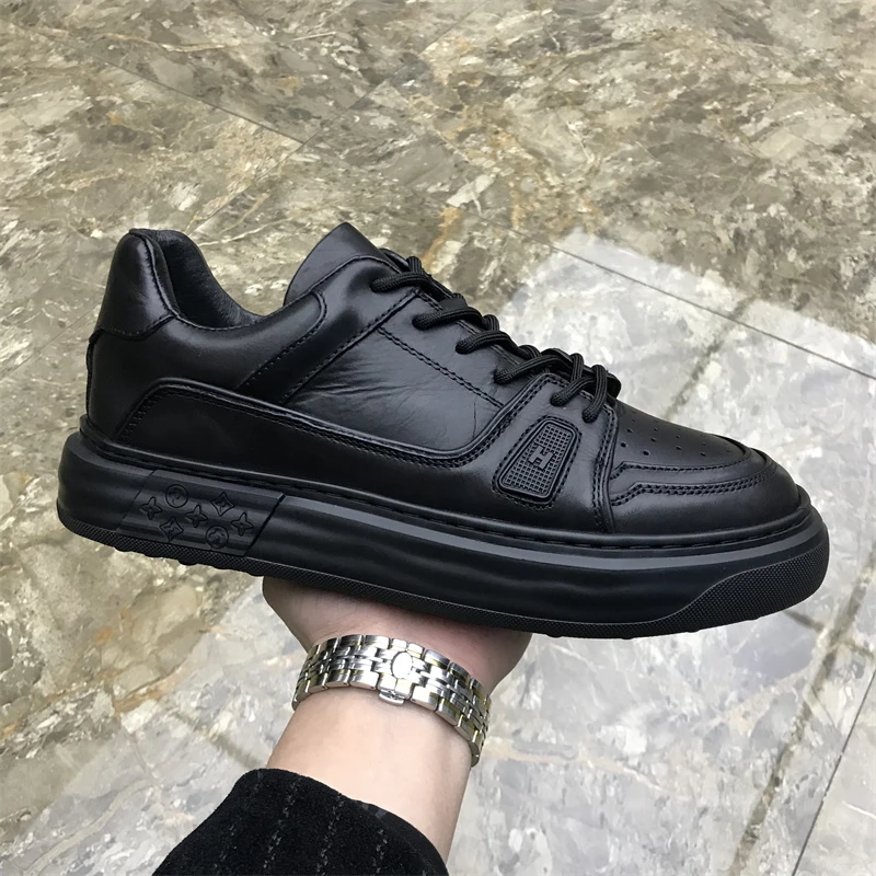 真皮男鞋秋冬新款广州高端品质时尚潮流百搭厚底韩版潮鞋休闲鞋男