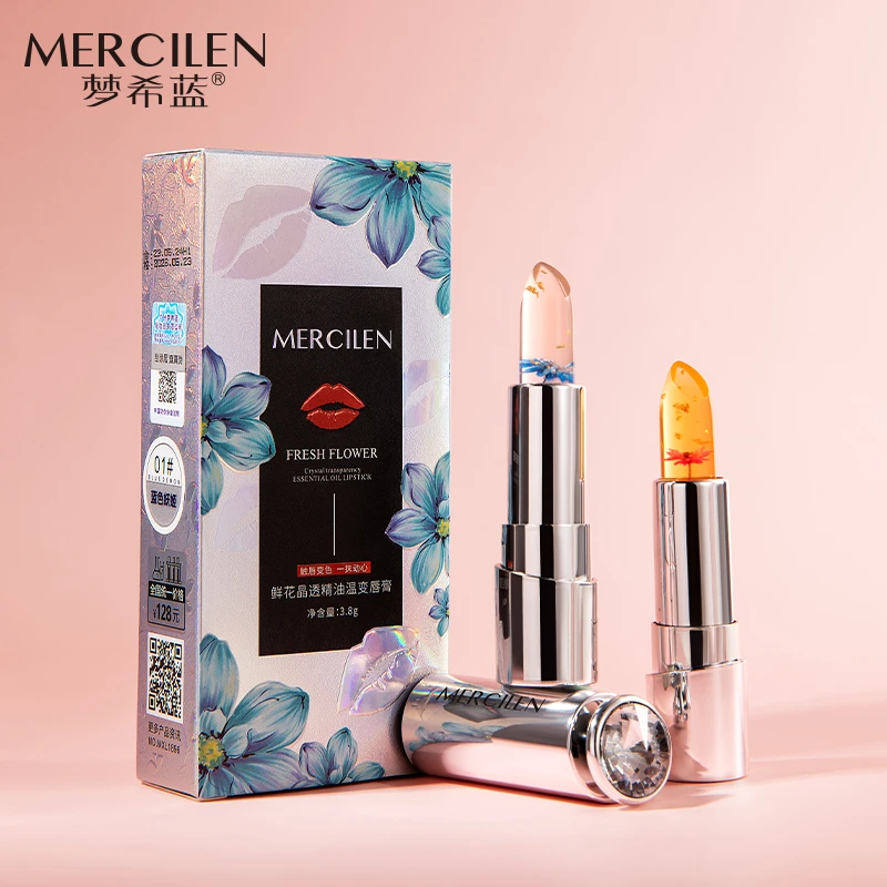 MERCILEN/梦希蓝鲜花晶透精油温变唇膏补水保湿温感不掉色防干裂