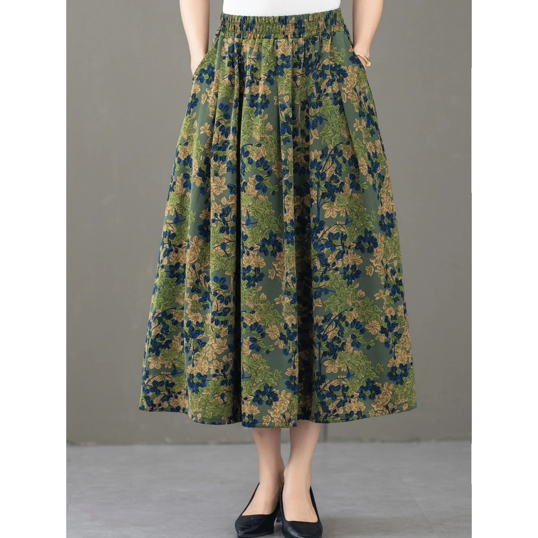 2024夏季新款显瘦薄款高腰碎花垂感半身裙