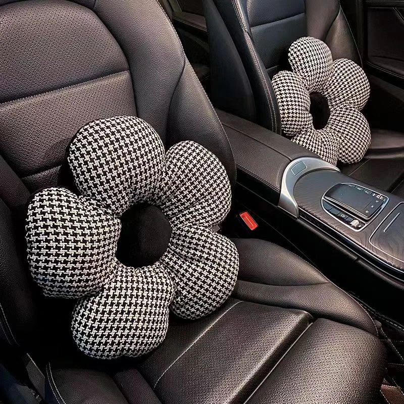 汽车头枕腰靠千鸟格护颈枕靠枕车内车载座椅靠背垫夏季脖子护腰女