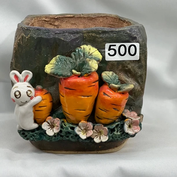 白狐花盆,内口径12.5x11.5高15.5左右,麦饭石材质,透气好,手工盆