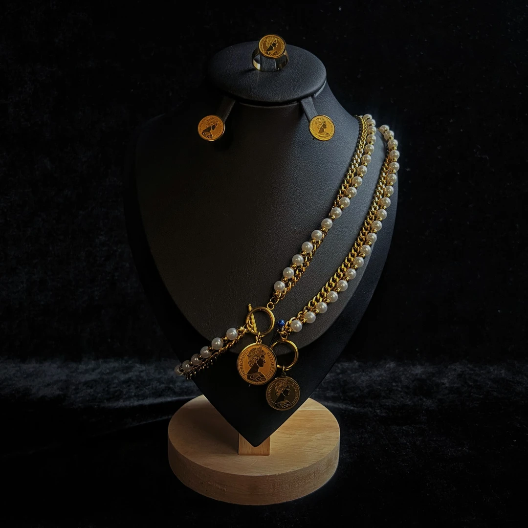 钛钢锆石项链 新款项链金色时尚拼接 ALTUN RAG 004