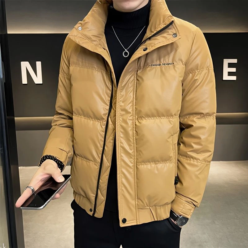 男士男款冬季外套高端潮牌男士简约修身加厚立领保暖棉衣上衣男