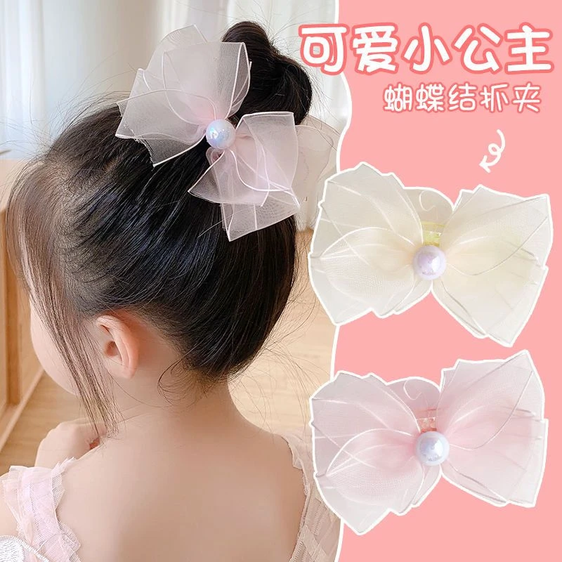 丸子头儿童盘发神器夏天小女孩抓夹超仙蝴蝶结发饰女童发卡头饰