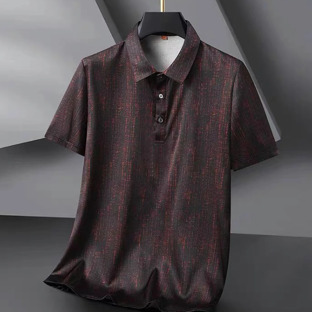 QKF【桑蚕丝】POLO夏季男士高端轻奢桑蚕丝短袖T恤7267中年百搭