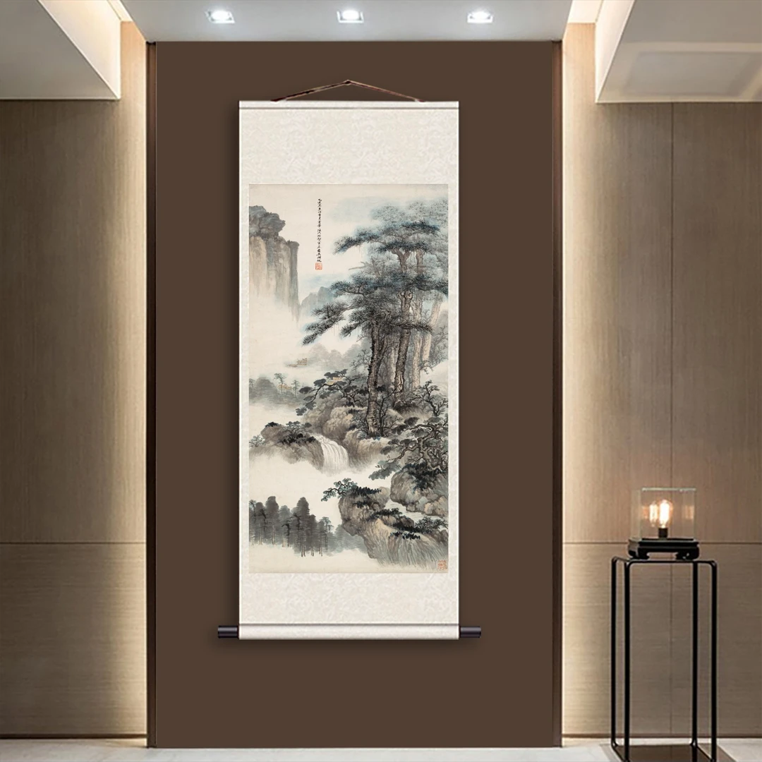 1.6*60（松壑云泉）书房茶室玄关高清数字微喷软装挂画