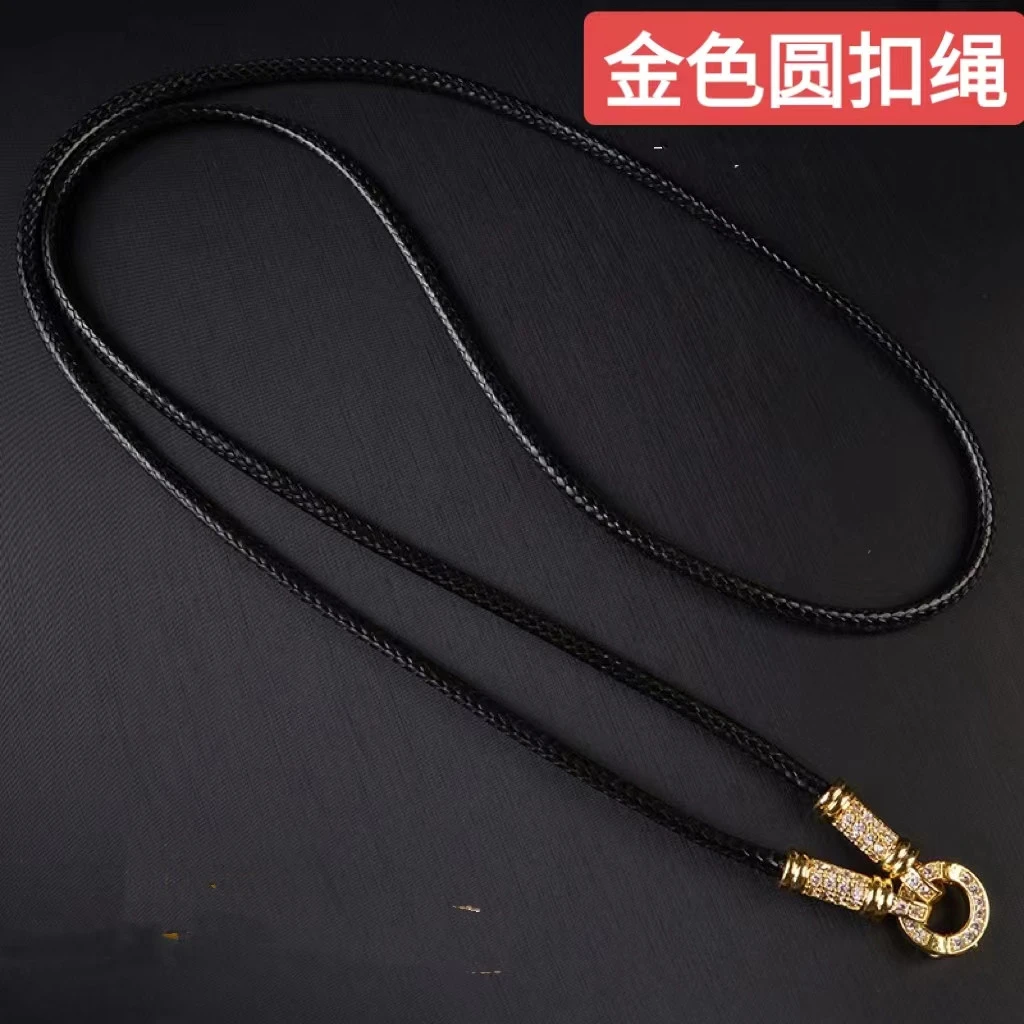 铁合金羽毛项链 圆扣绳 金色 银色 皮绳