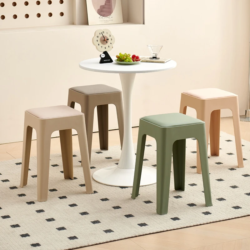 2张包邮家加厚家用凳子软包座面舒服可叠放餐桌凳子椅子